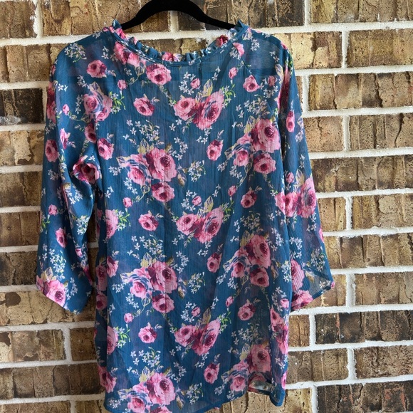 Decree Floral Blouse with Blue and Pink Huesos vintage - Picture 6 of 8
